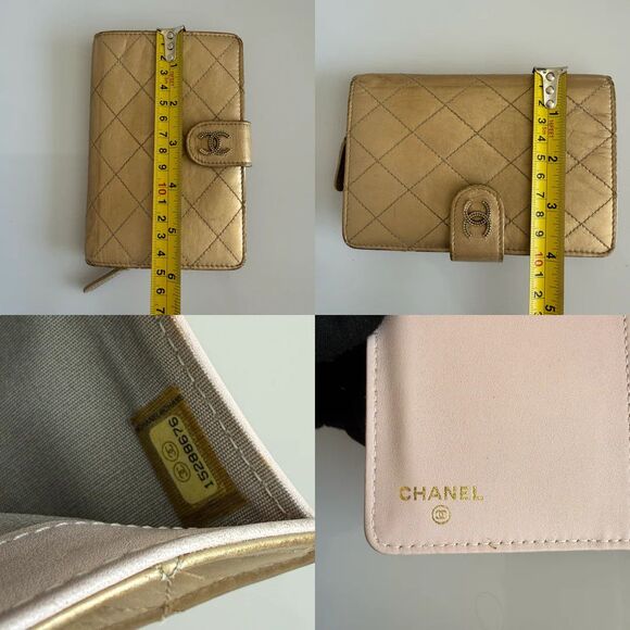 Chanel gold quilted lambskin leather bifold wallet authentic with COA - Picture 7 of 9